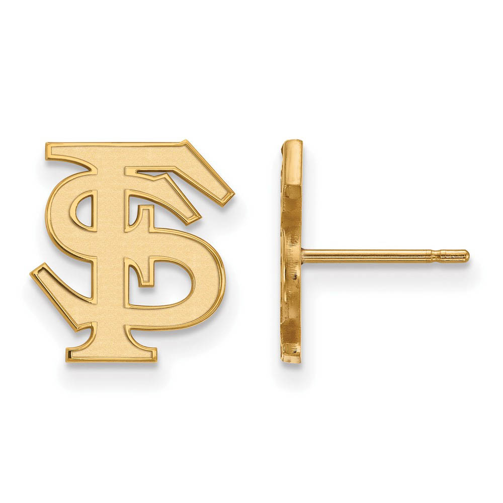 14k Gold Plated Silver Florida State University SM Post Earrings