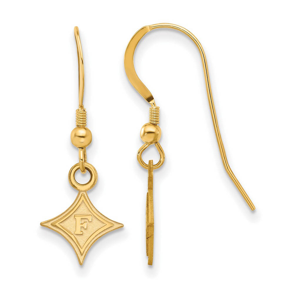 14k Gold Plated Silver Furman Univ. (Tiny) Dangle Earrings