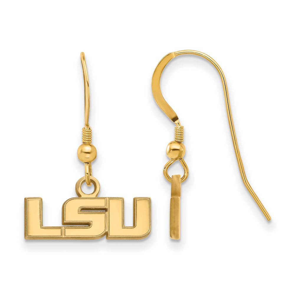 14k Gold Plated Silver Louisiana State Univ. (Tiny) Dangle Earrings