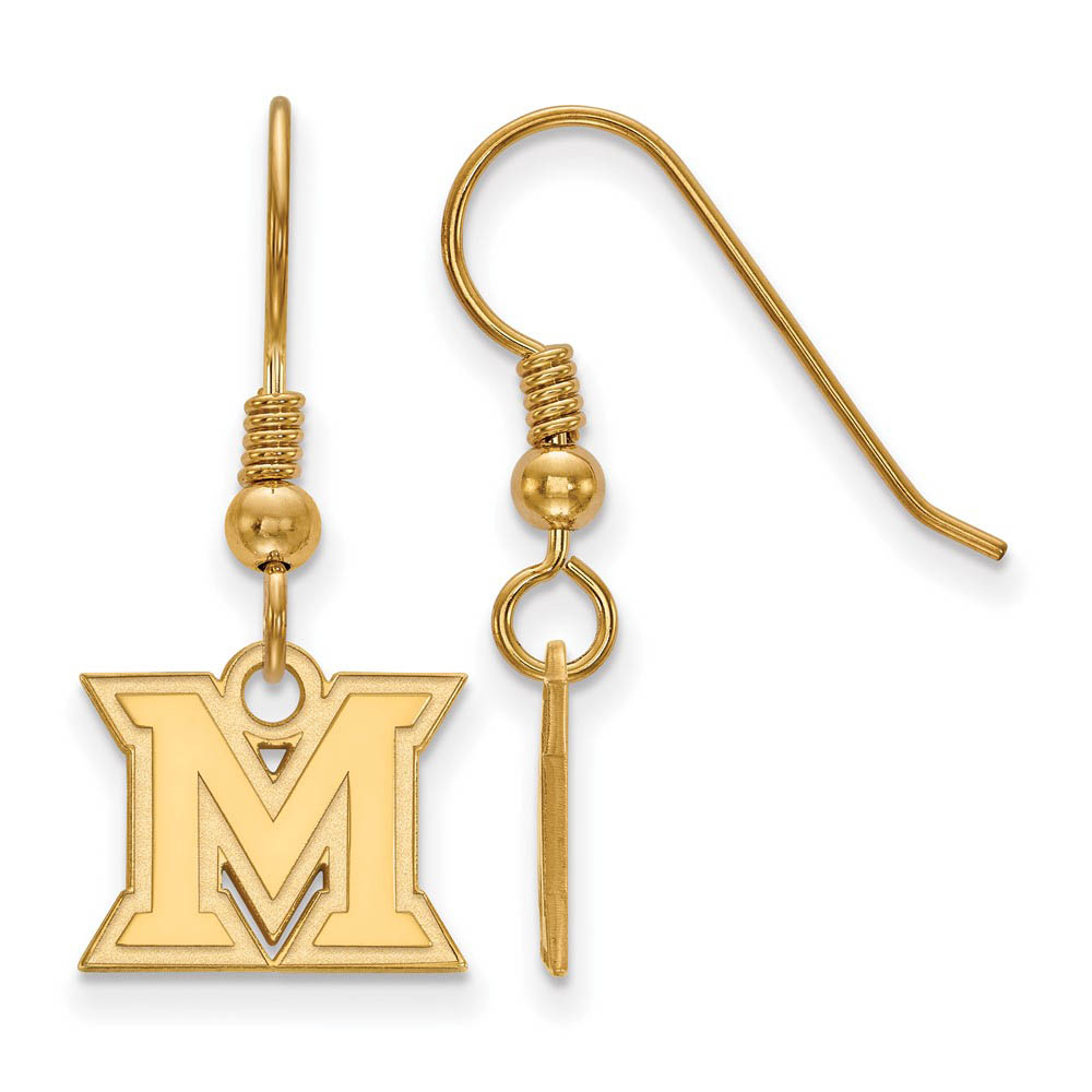 14k Gold Plated Silver Miami Univ. (Tiny) Dangle Earrings
