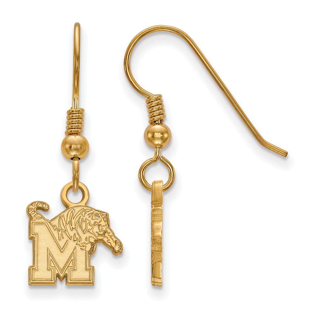 14k Gold Plated Silver Univ. of Memphis (Tiny) Dangle Earrings