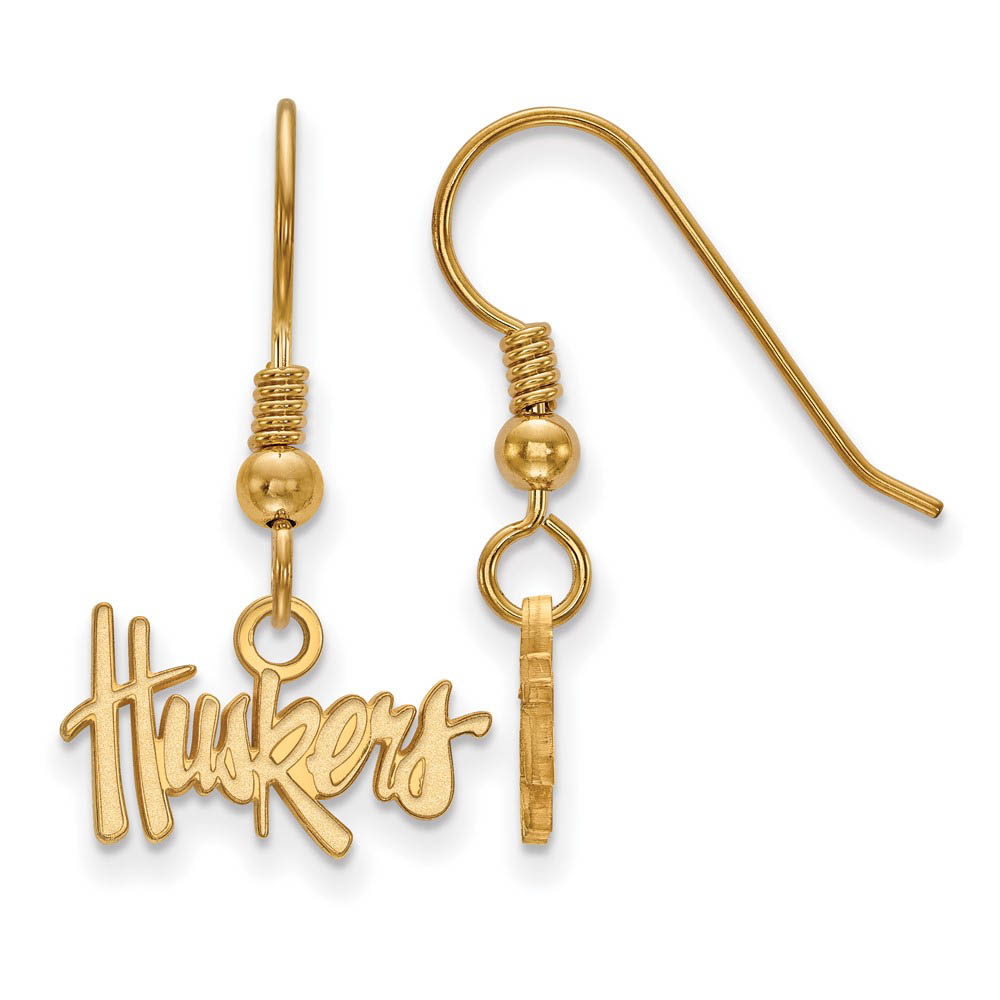 14k Gold Plated Silver University of Nebraska Tiny Dangle Earrings