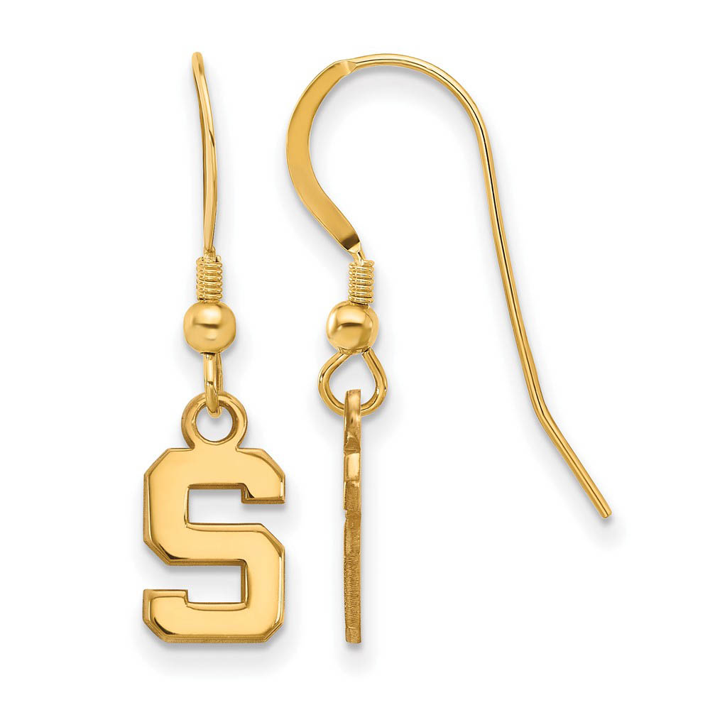 14k Gold Plated Silver Michigan State Univ. (Tiny) Dangle Earrings