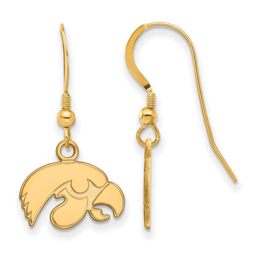 14k Gold Plated Silver Univ. of Iowa (Tiny) Dangle Earrings