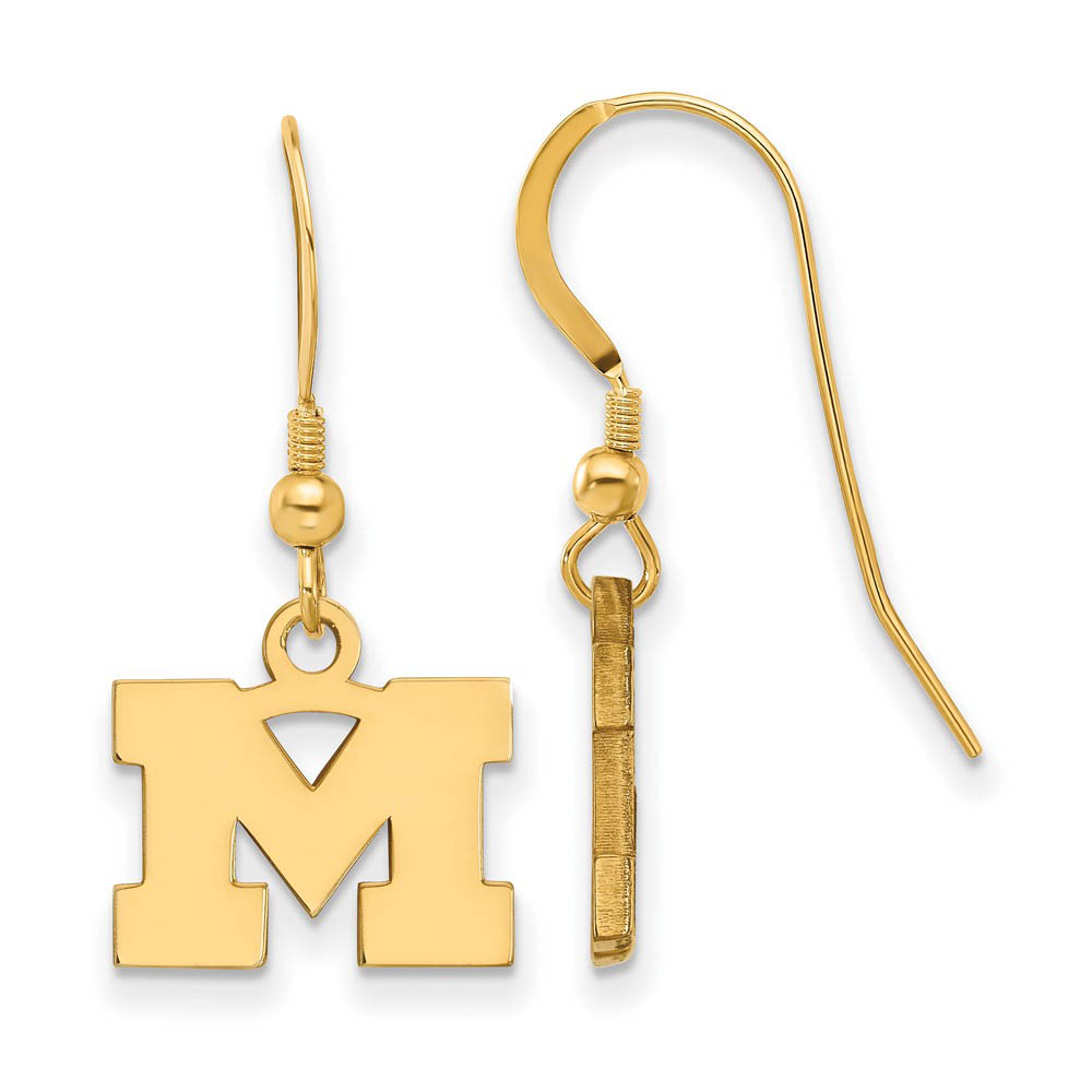 14k Gold Plated Silver Michigan (Univ of) (Tiny) Dangle Earrings