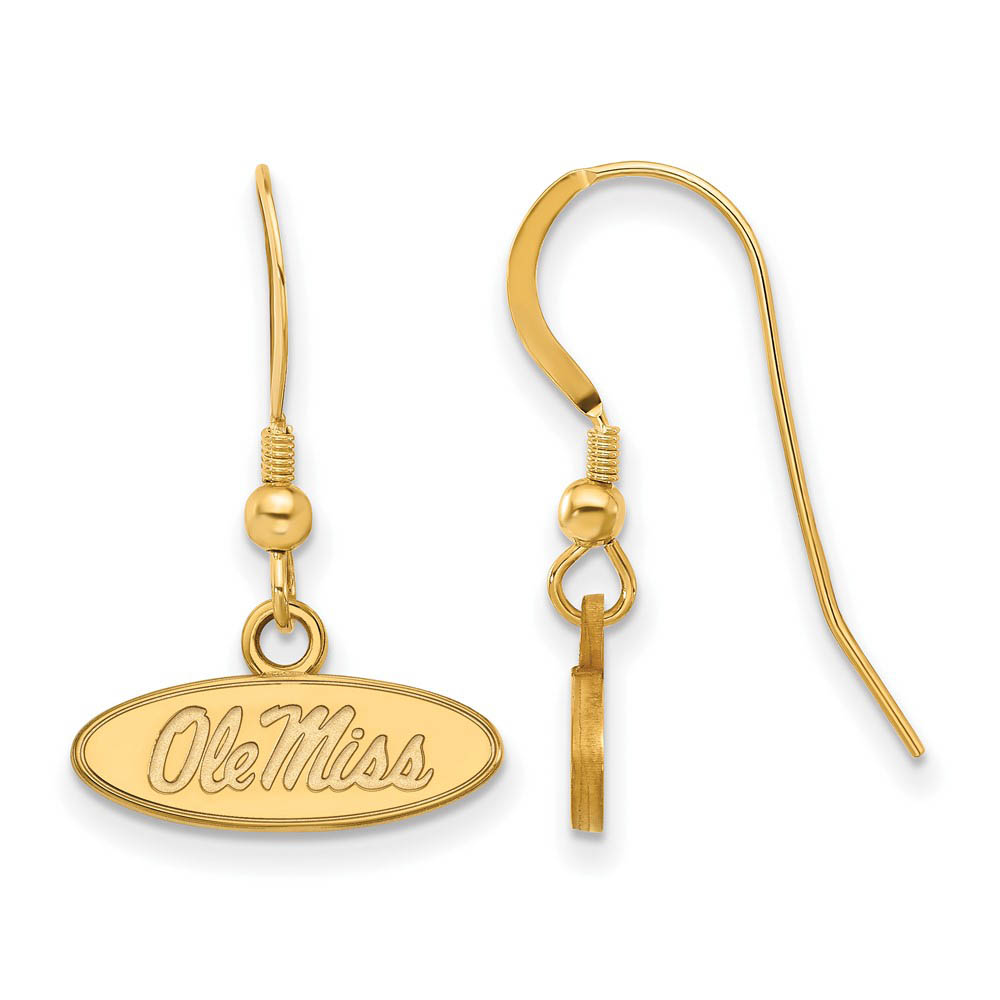14k Gold Plated Silver Univ. of Mississippi (Tiny) Dangle Earrings