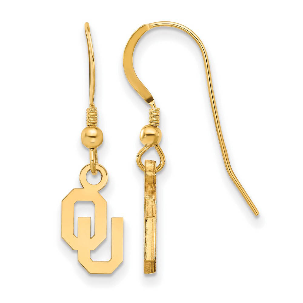 14k Gold Plated Silver University of Oklahoma Tiny Dangle Earrings