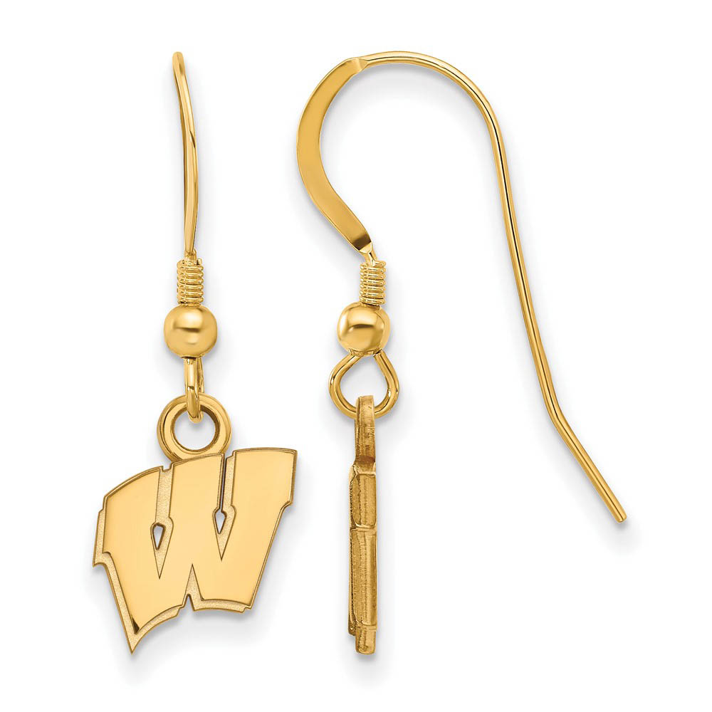 14k Gold Plated Silver Univ. of Wisconsin (Tiny) Dangle Earrings