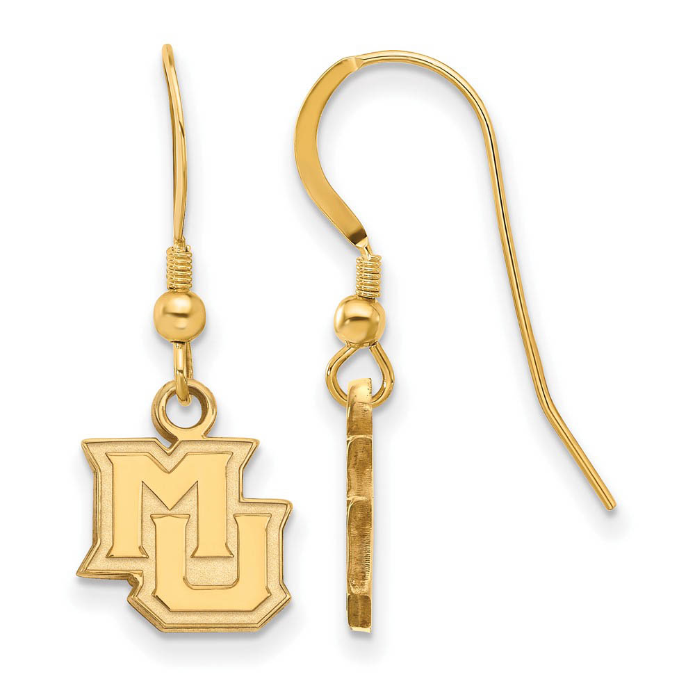 14k Gold Plated Silver Marquette University (Tiny) Dangle Earrings