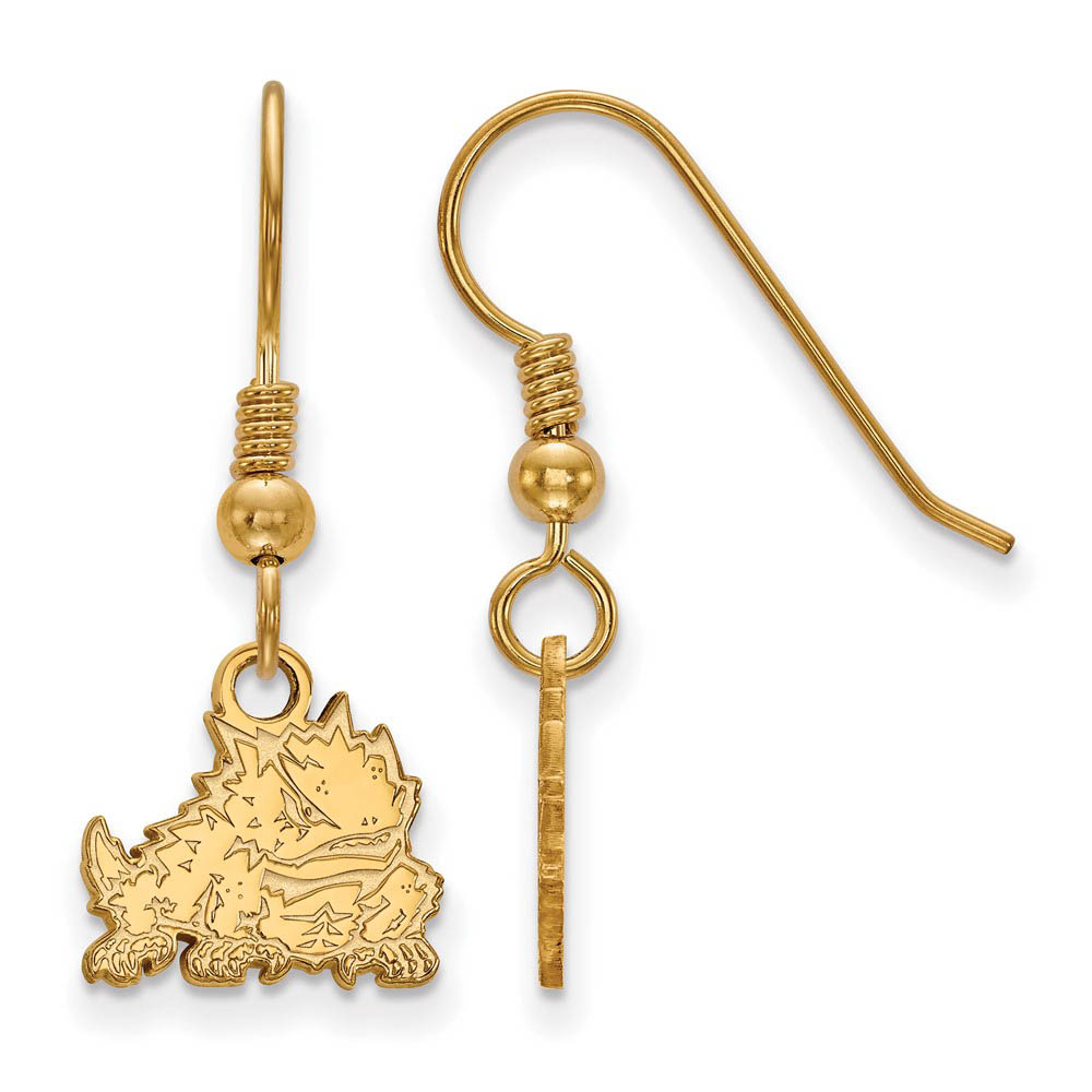 14k Gold Plated Silver Texas Christian University Dangle Earrings