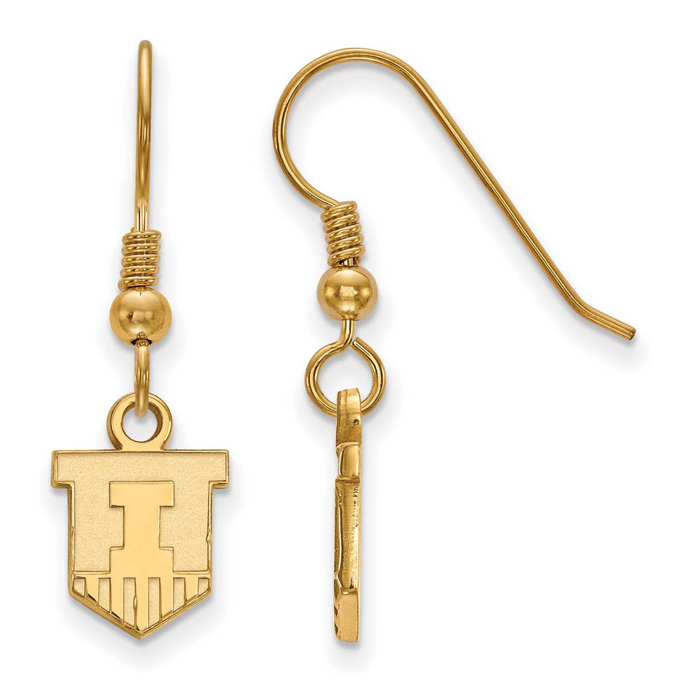 14k Gold Plated Silver University of Illinois Tiny Dangle Earrings
