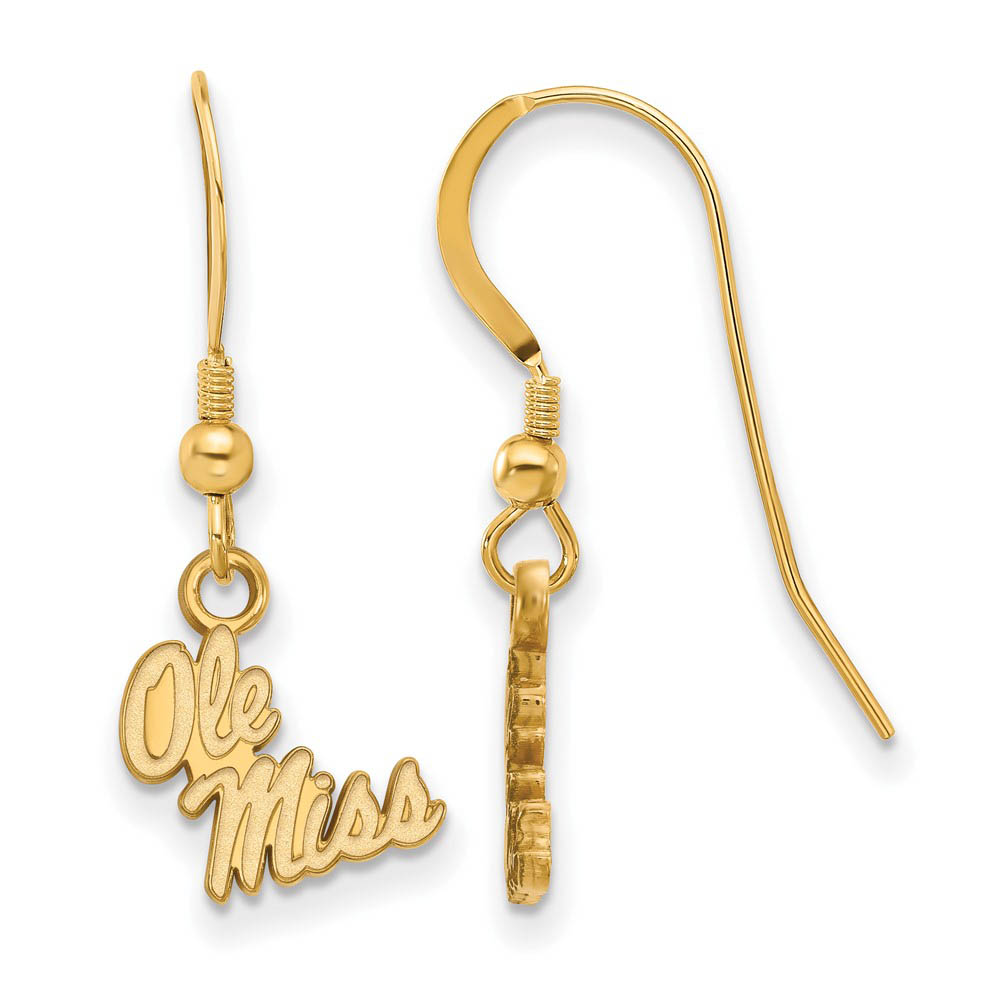 14k Gold Plated Silver University of Mississippi Dangle Earrings