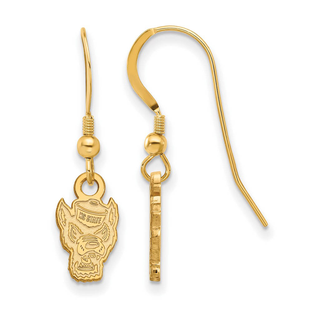 14k Gold Plated Silver North Carolina State (Tiny) Dangle Earrings