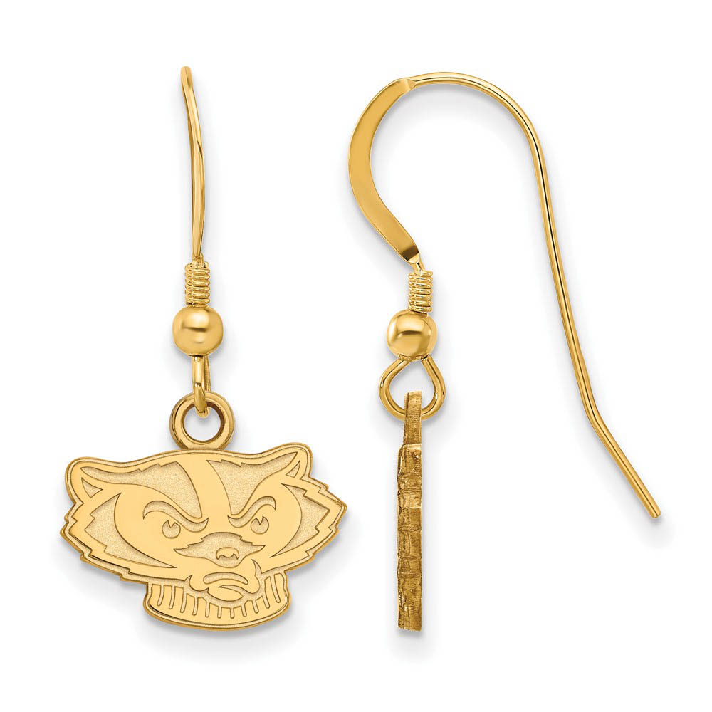 14k Gold Plated Silver University of Wisconsin Tiny Dangle Earrings