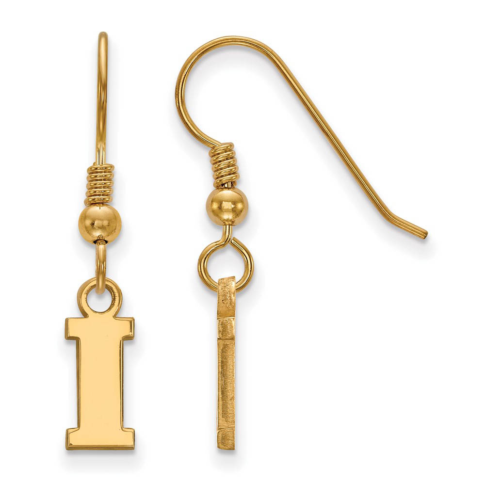 14k Gold Plated Silver University of Iowa (Tiny) Dangle Earrings