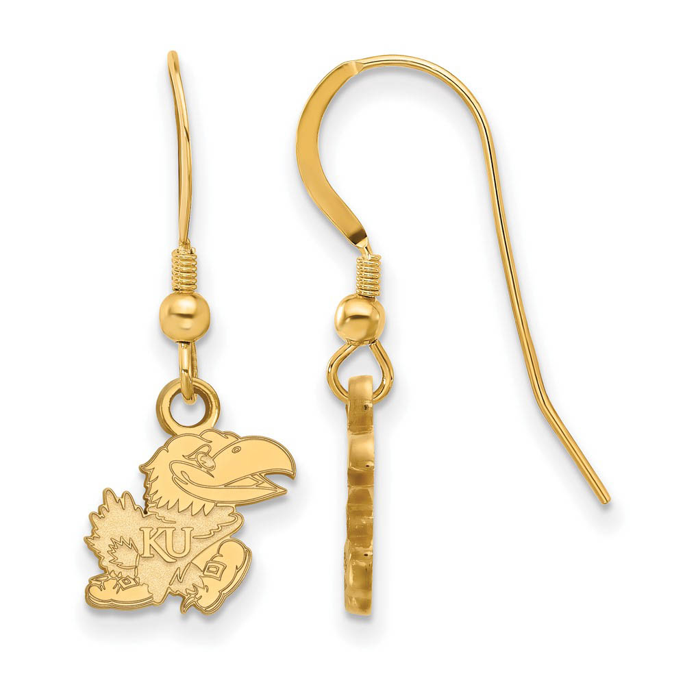 14k Gold Plated Silver University of Kansas (Tiny) Dangle Earrings