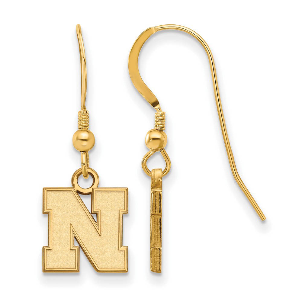 14k Gold Plated Silver University of Nebraska Tiny Earrings Dangle