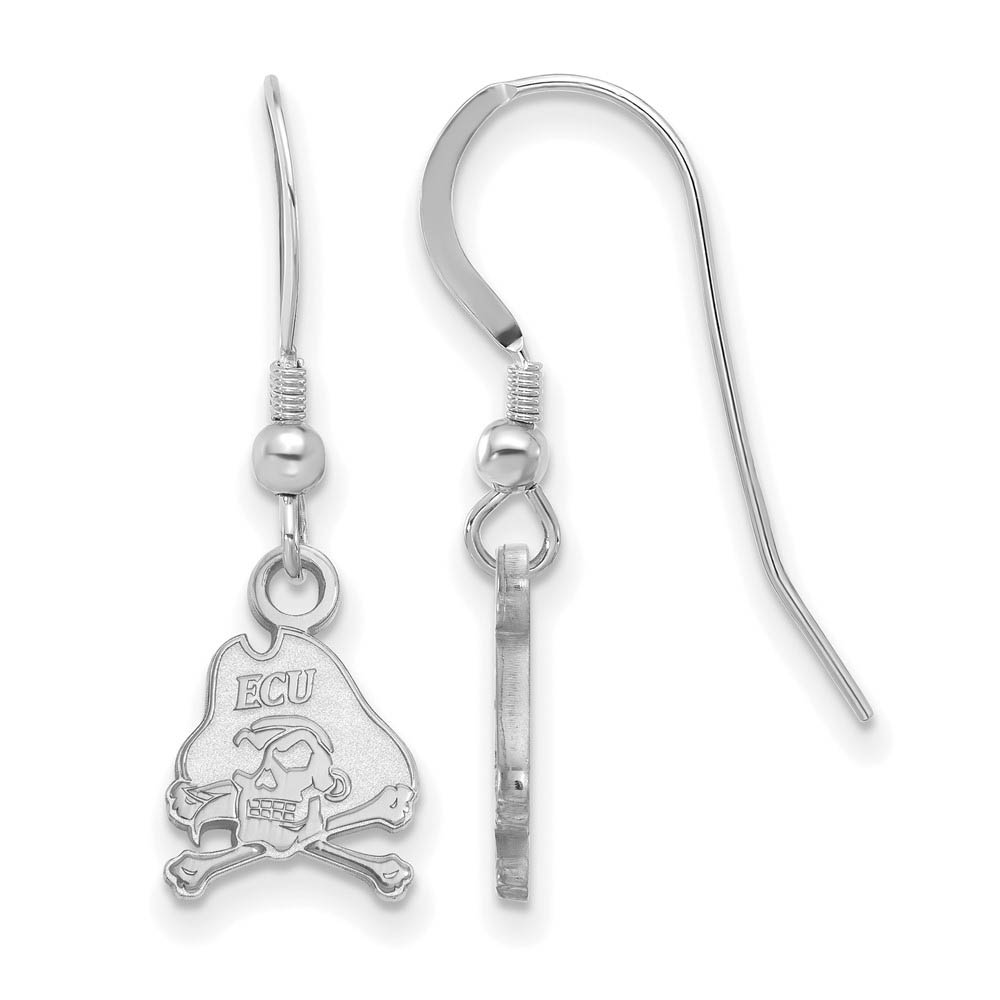 Sterling Silver East Carolina University Tiny Dangle Wire Earrings