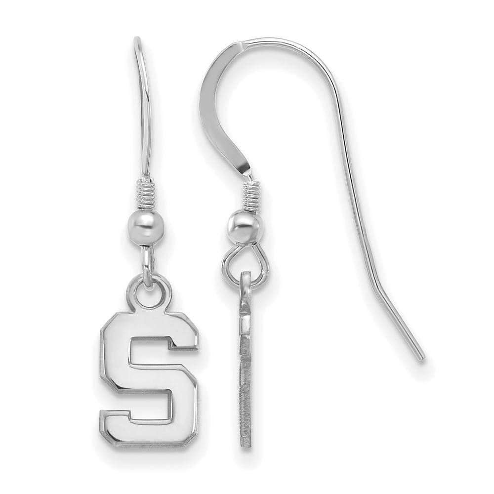 Sterling Silver Michigan State University Tiny Dangle Wire Earrings