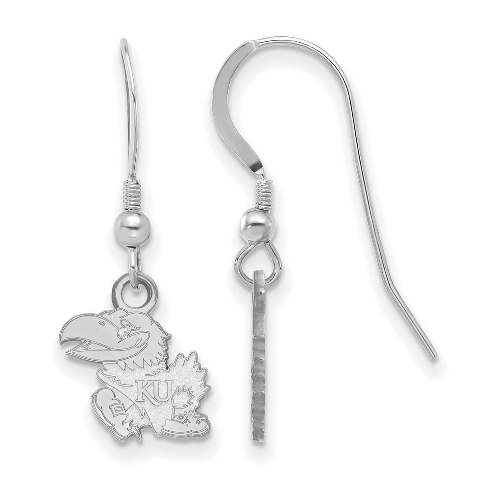 Sterling Silver University of Kansas (Tiny) Dangle Wire Earrings