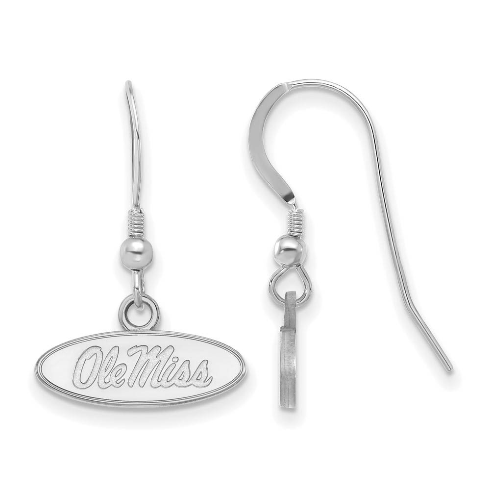 Sterling Silver University of Mississippi Tiny Dangle Wire Earrings