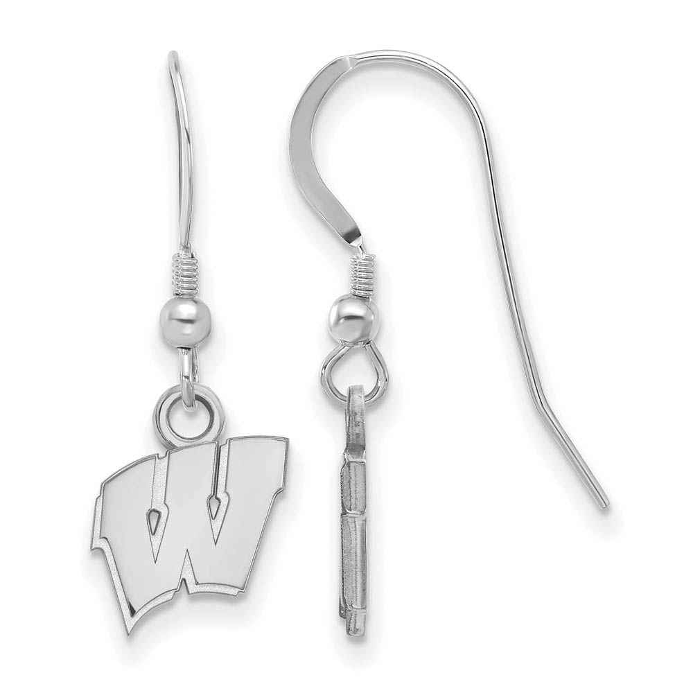 Sterling Silver University of Wisconsin (Tiny) Dangle Wire Earrings