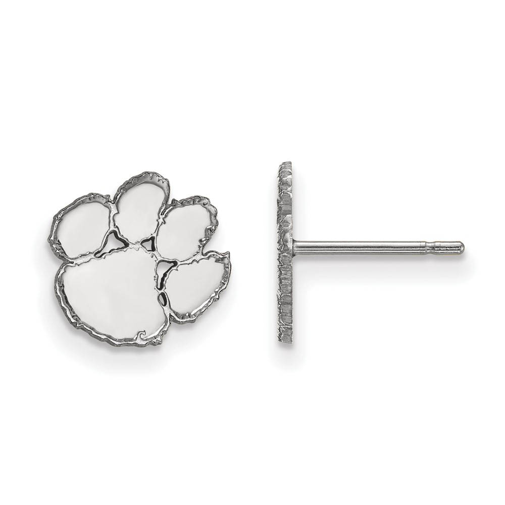 10k White Gold Clemson University (Tiny) Post Earrings