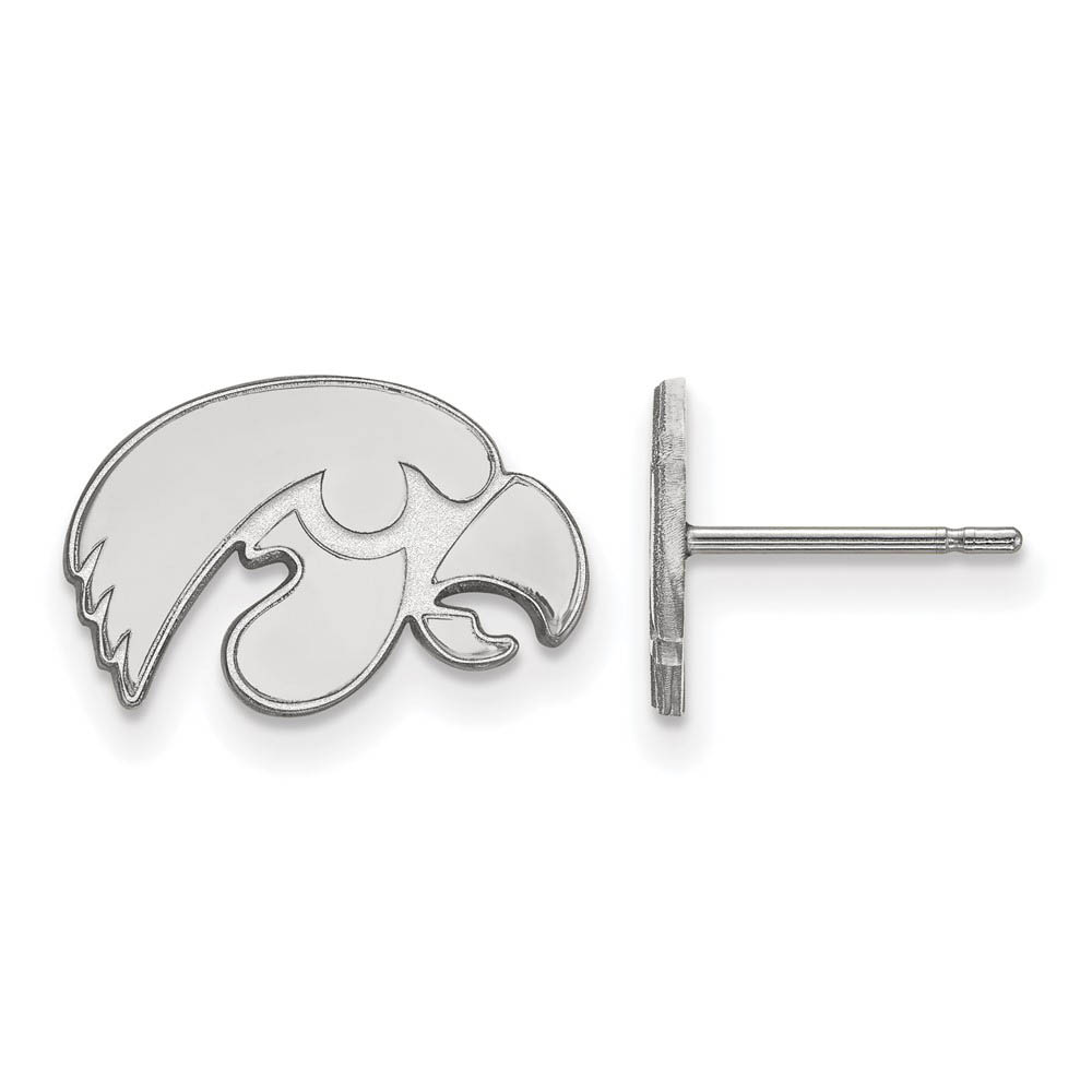 10k White Gold University of Iowa (Tiny) Hawk Post Earrings