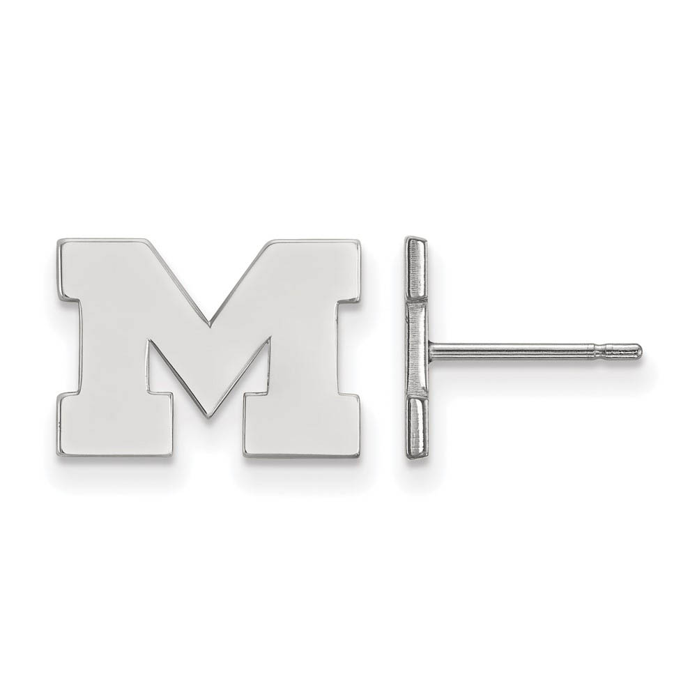10k White Gold Michigan (Univ of) (Tiny) Post Earrings