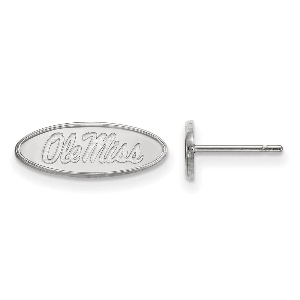 10k White Gold University of Mississippi (Tiny) Oval Post Earrings