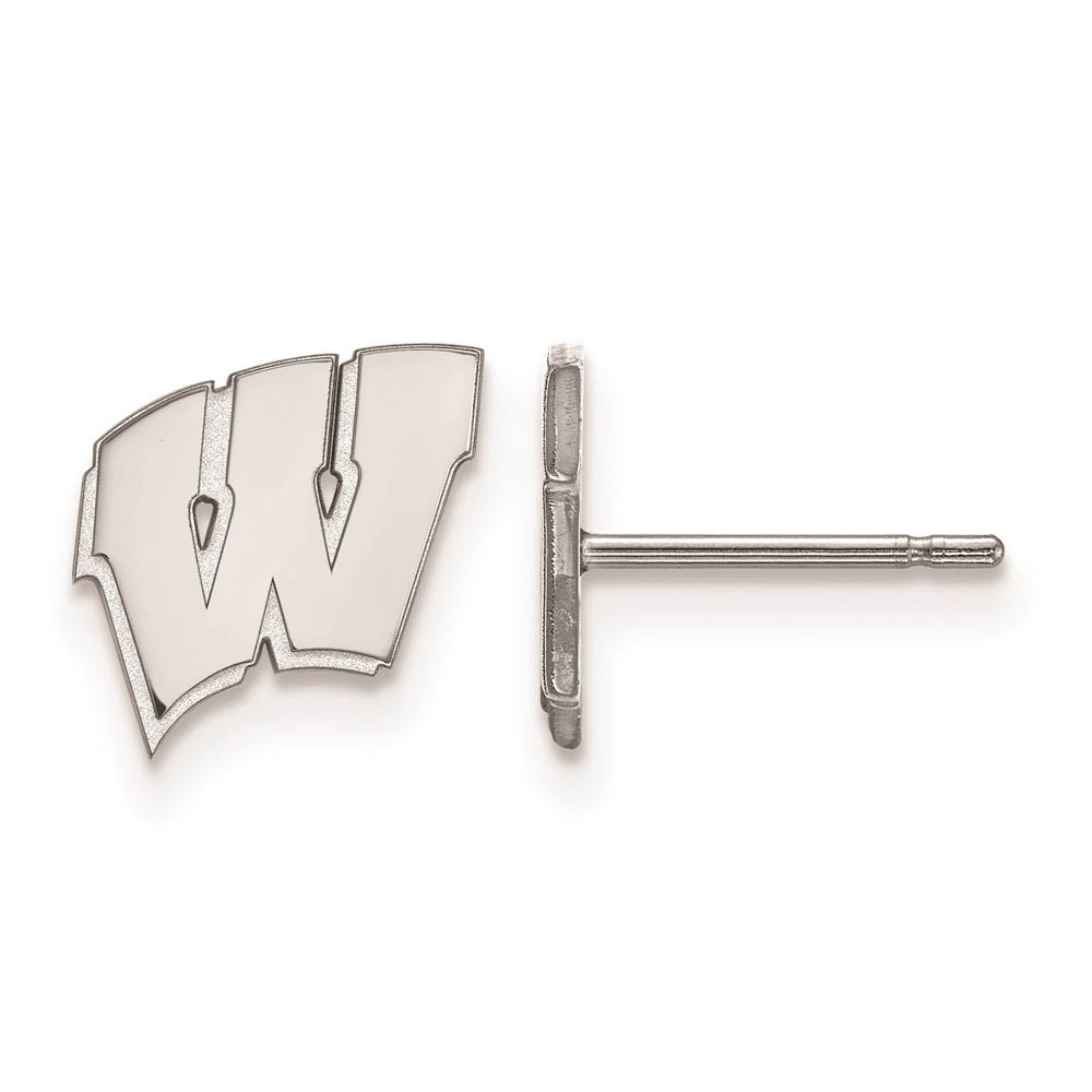 10k White Gold University of Wisconsin (Tiny) 'W' Post Earrings