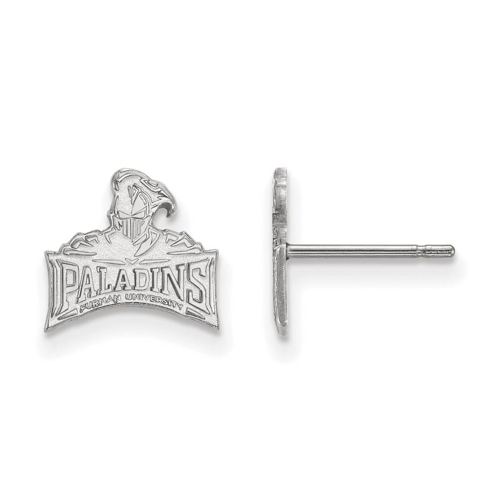 10k White Gold Furman University (Tiny) Post Earrings