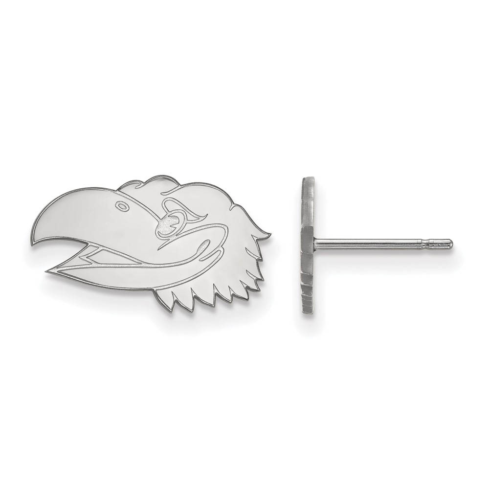 10k White Gold University of Kansas Post Earrings