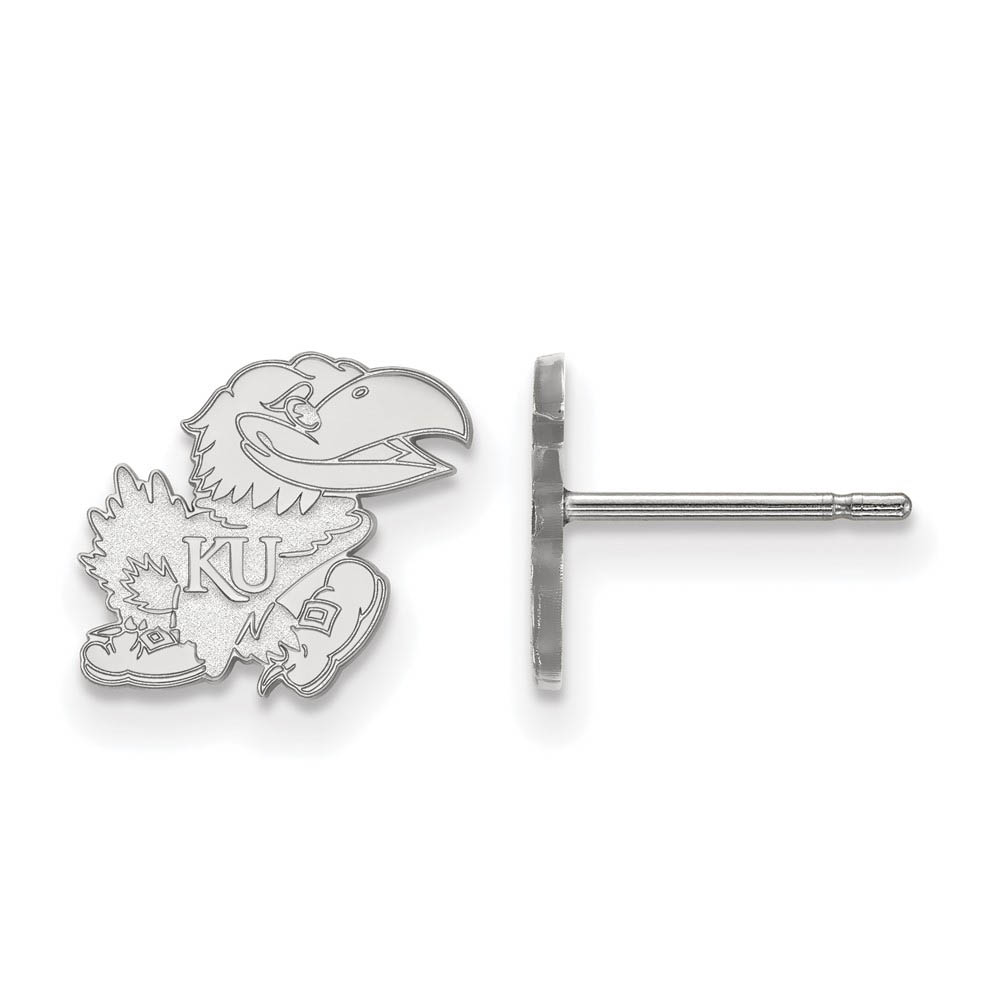10k White Gold University of Kansas (Tiny) Post Earrings