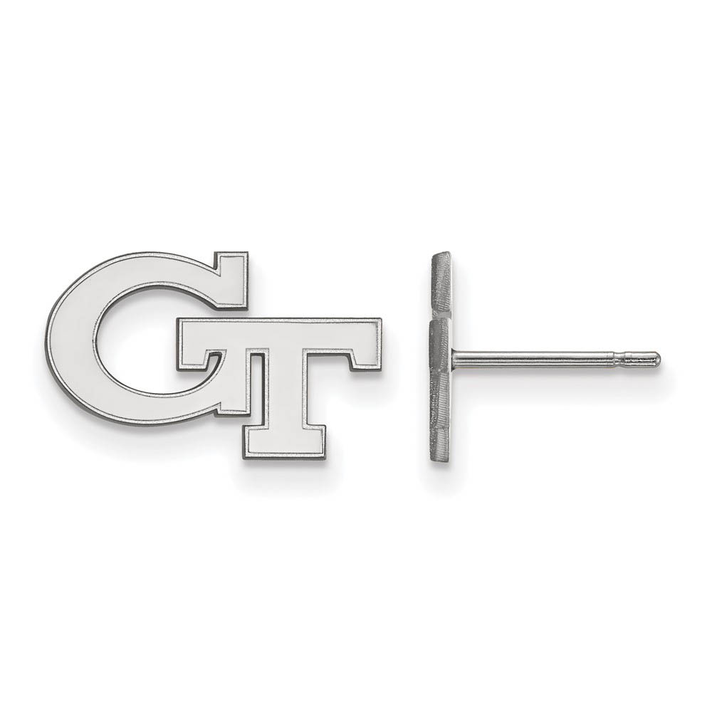10k White Gold Georgia Technology (Tiny) Post Earrings