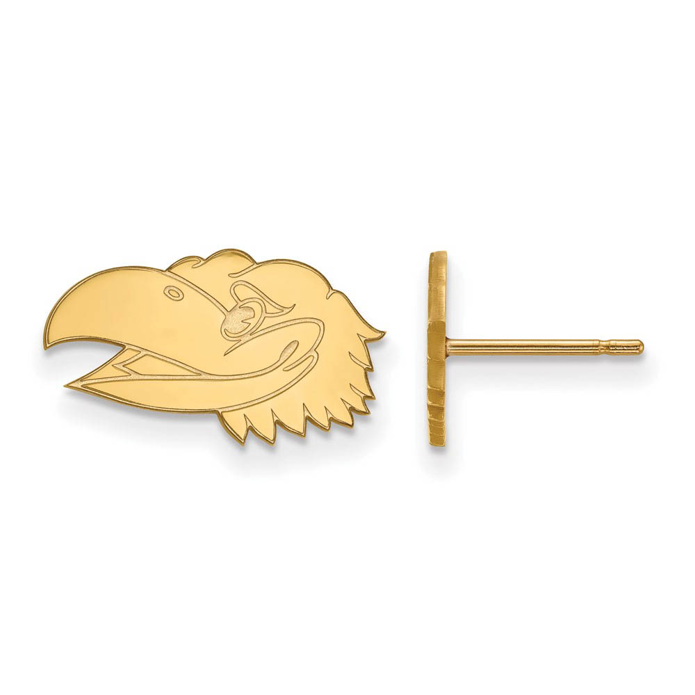 10k Yellow Gold University of Kansas Mascot Head Post Earrings