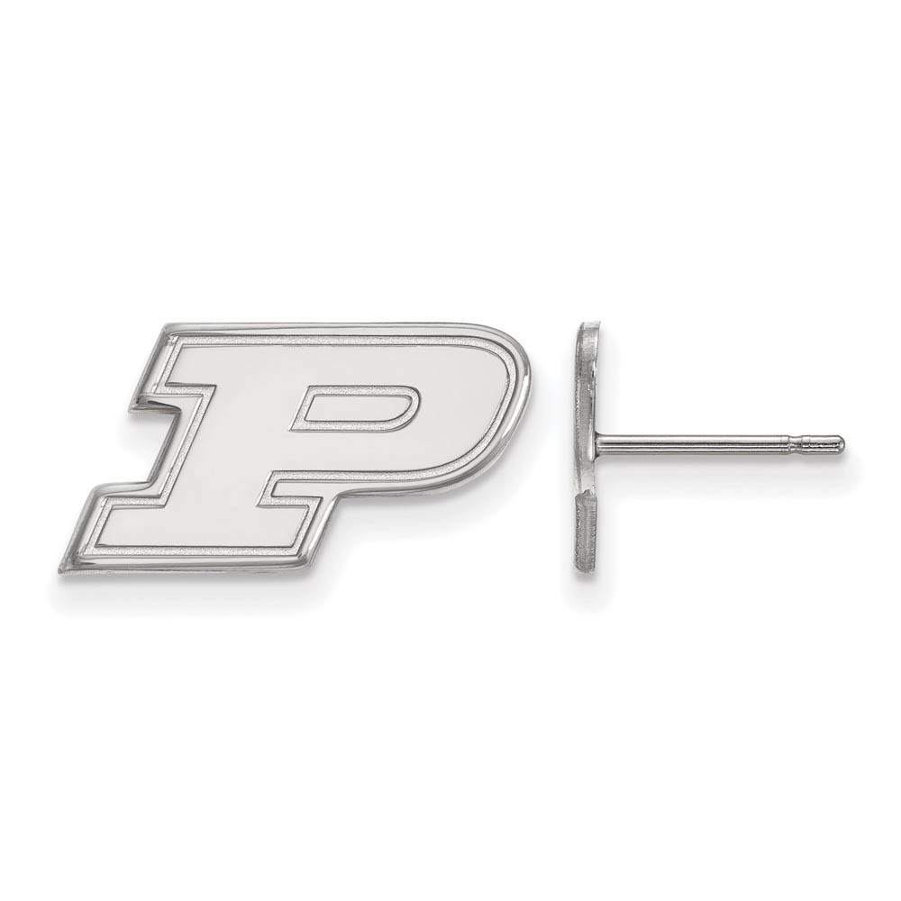 14k White Gold Purdue (Tiny) Initial P Post Earrings
