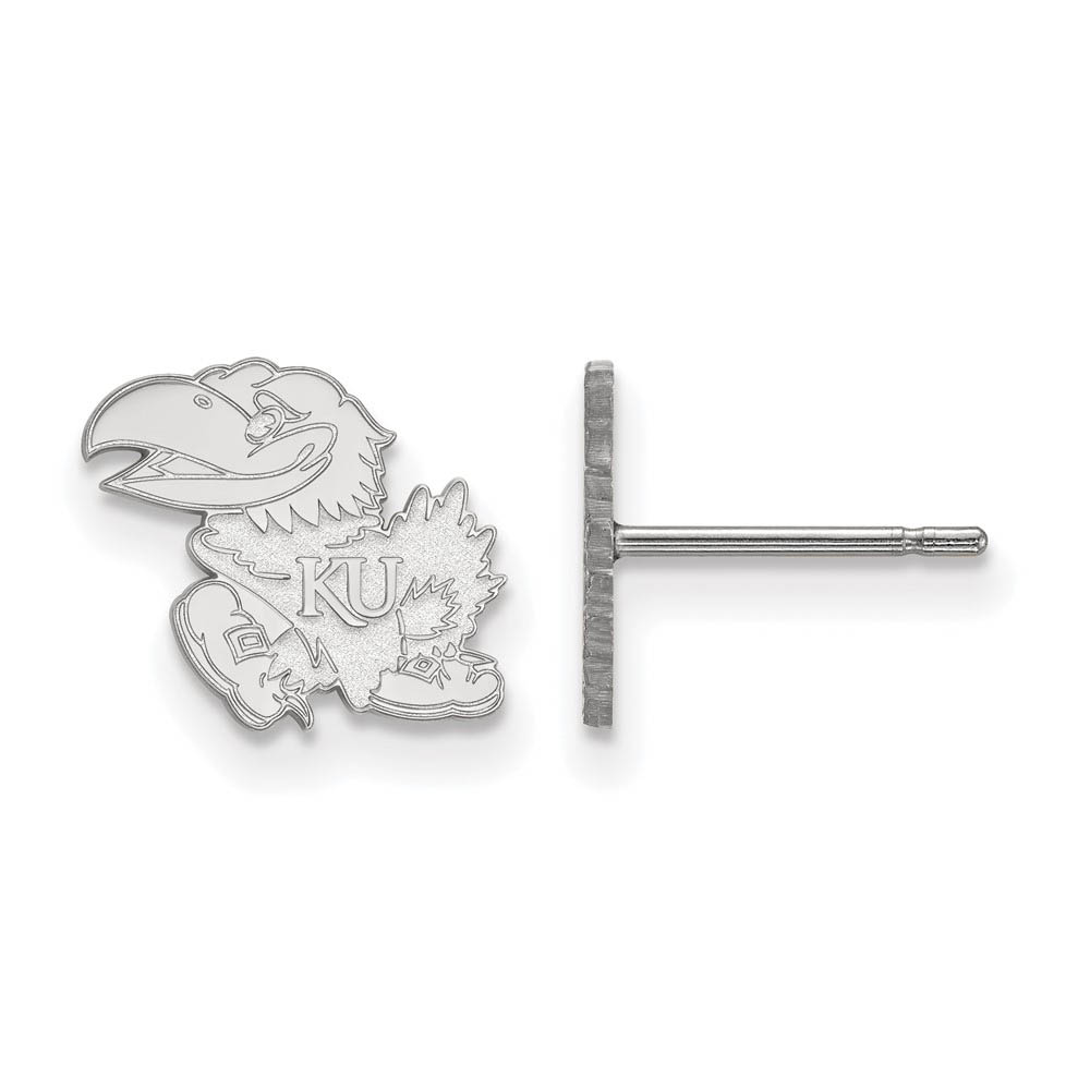 14k White Gold University of Kansas (Tiny) Mascot Post Earrings