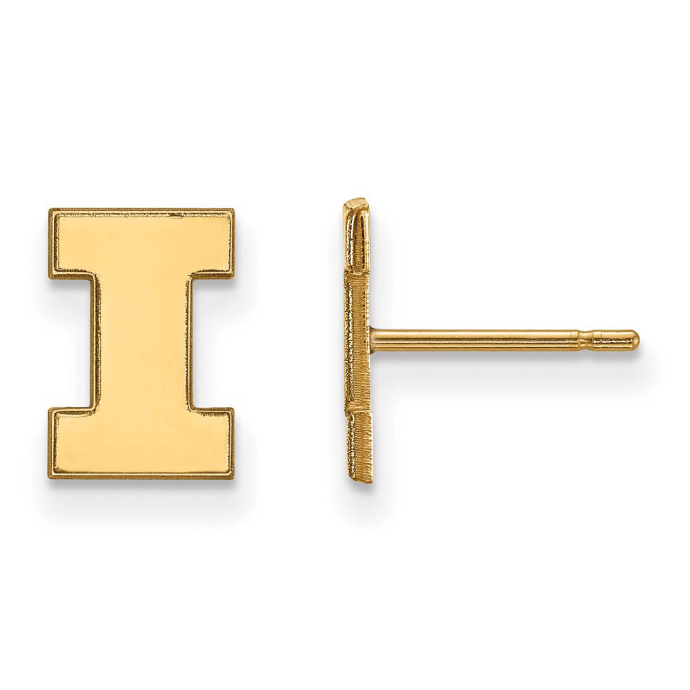 14k Yellow Gold University of Illinois (Tiny) 'I' Post Earrings