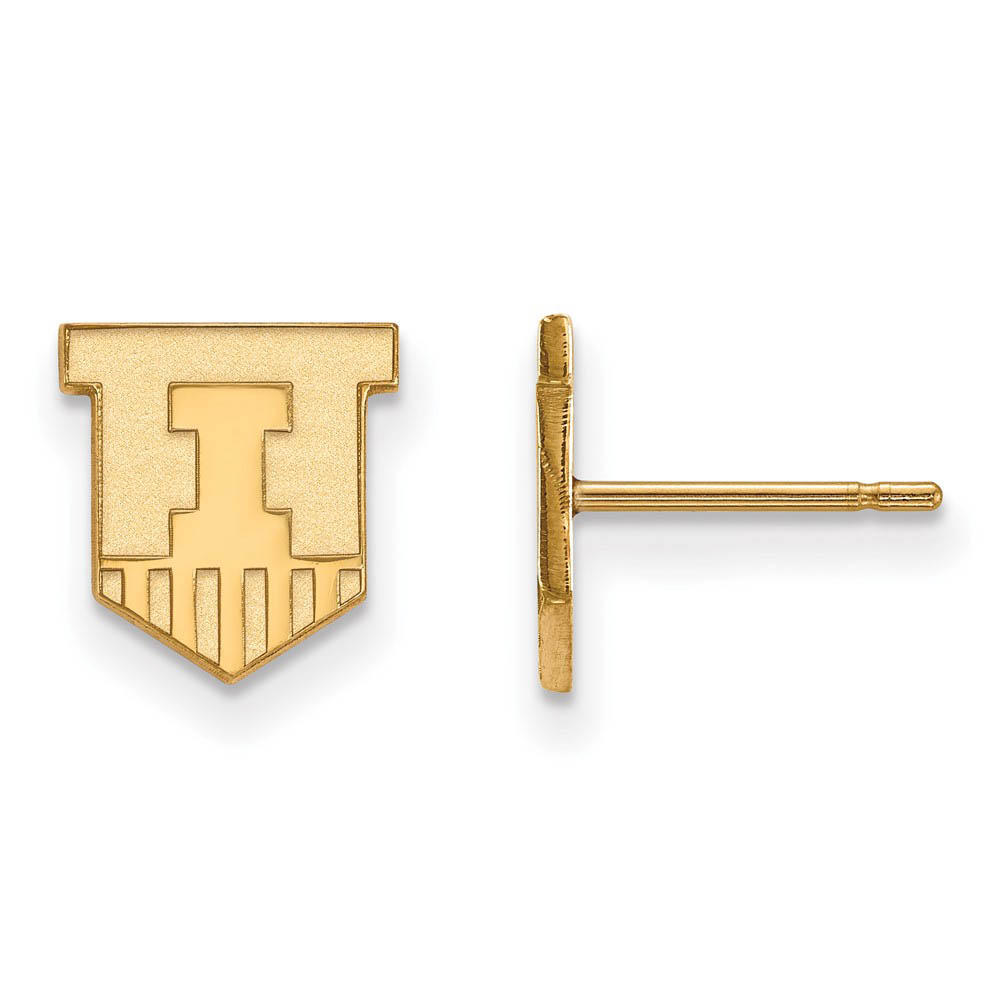 14k Gold Plated Silver University of Illinois (Tiny) Post Earrings