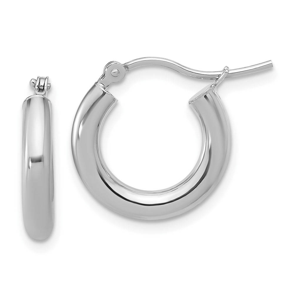 3mm x 16mm (5/8 Inch) Round Hoop Earrings in 14k White Gold