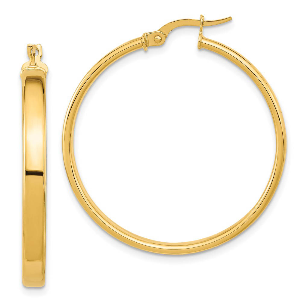 4mm x 33mm (1 5/16 Inch) 14k Yellow Gold Domed Round Tube Hoops