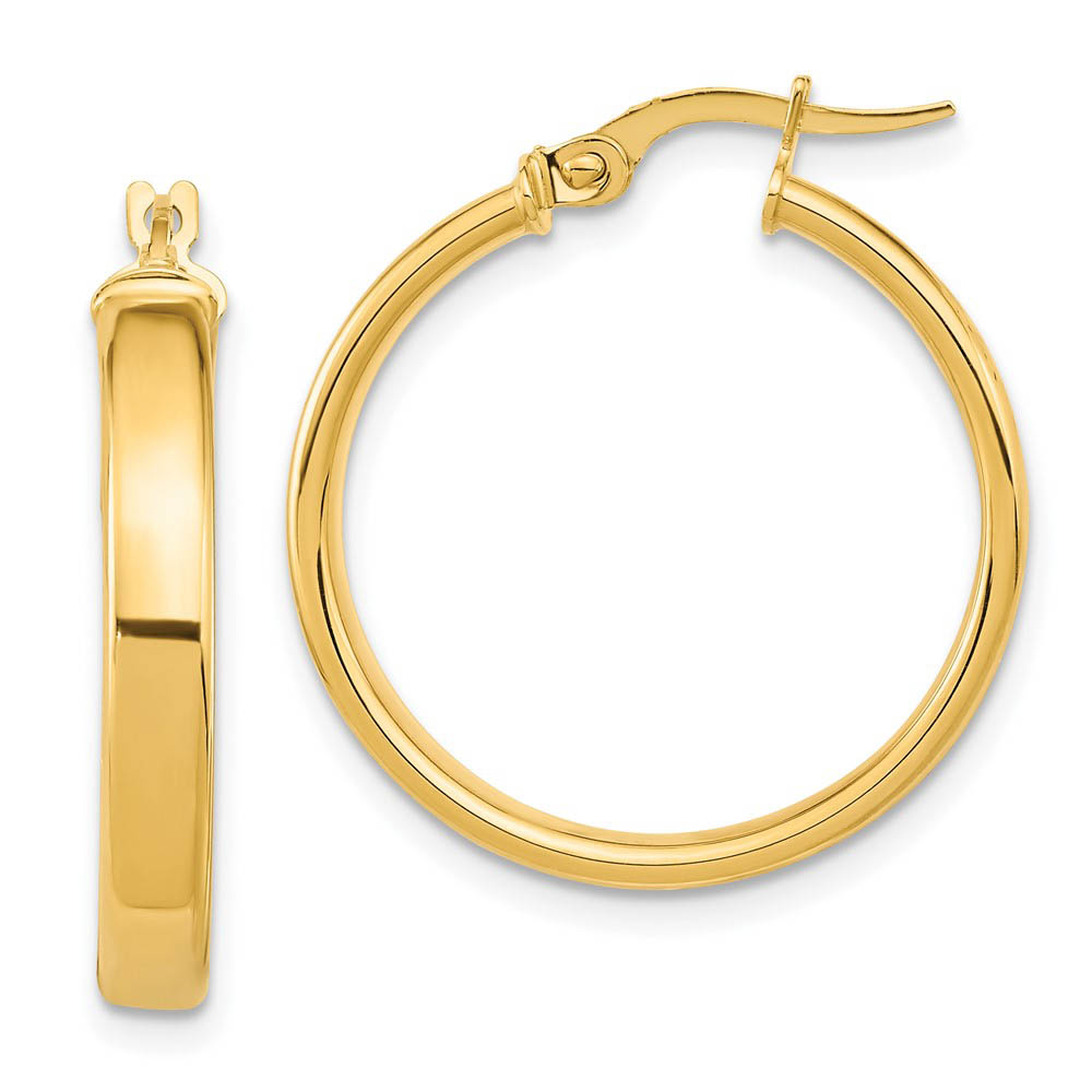 3.75mm x 25mm (1 Inch) 14k Yellow Gold Domed Round Tube Hoop Earrings
