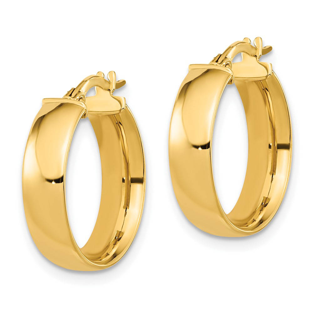 5mm x 19mm (3/4 Inch) Polished 14k Yellow Gold Domed Round Tube Hoops
