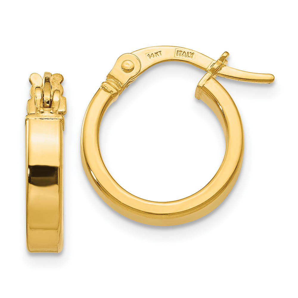 3mm x 13.5mm (1/2 Inch) Polished 14k Yellow Gold Huggie Style Hoops