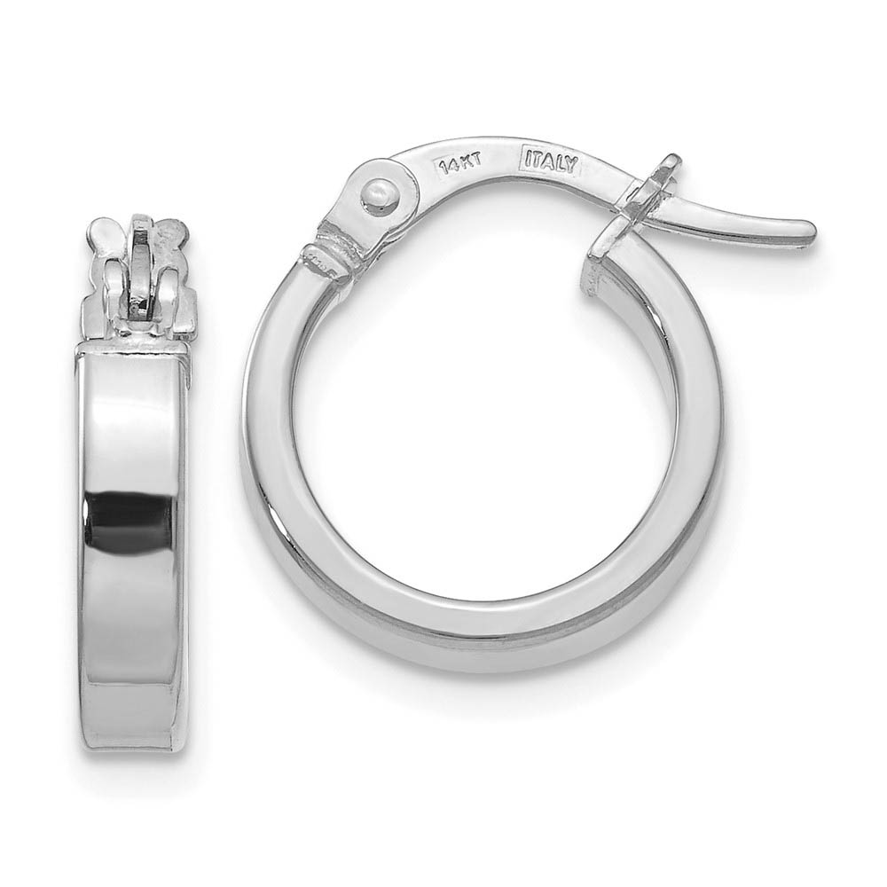 3mm x 13.5mm (1/2 Inch) Polished 14k White Gold Huggie Style Hoops
