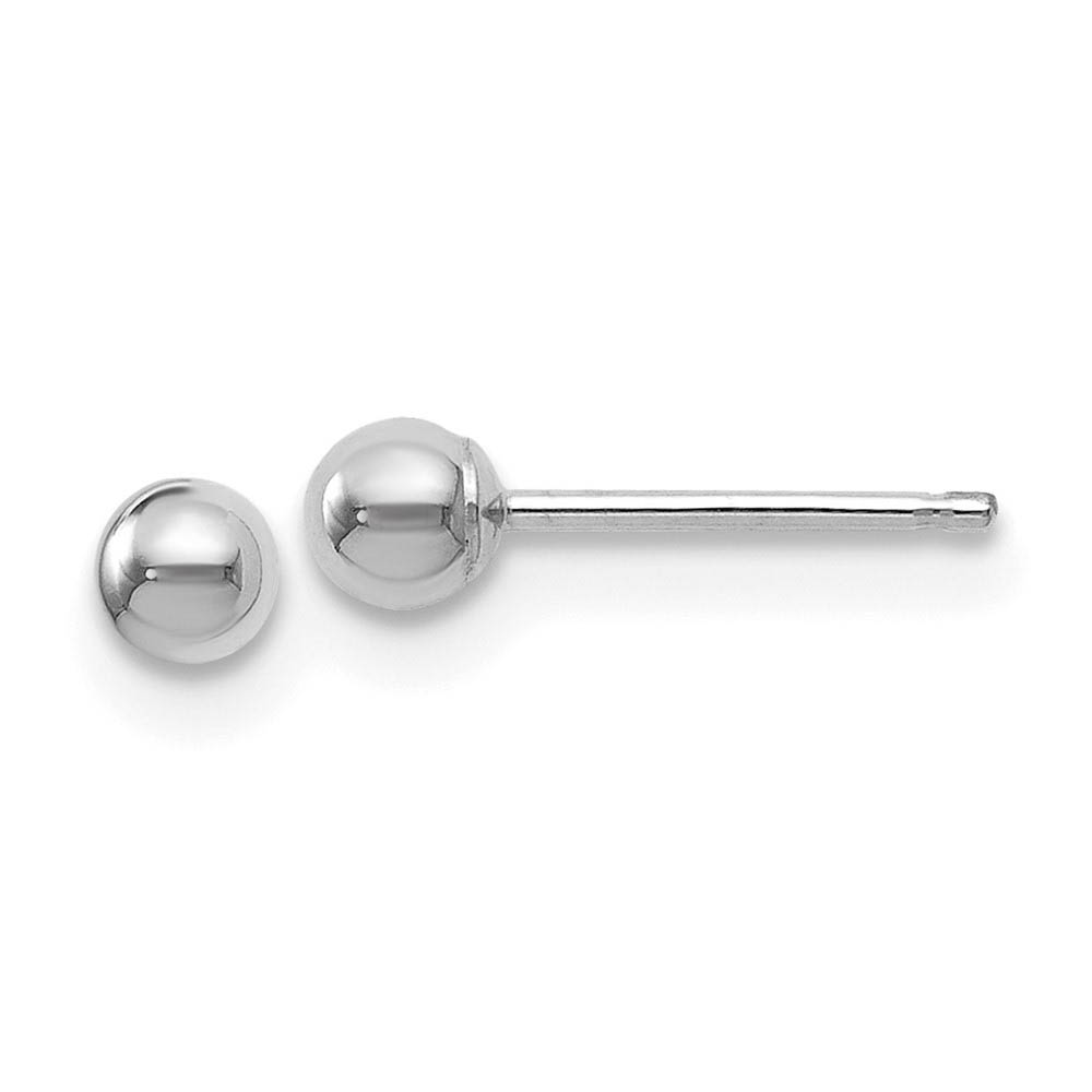 3mm (1/8 Inch) 14k White Gold Polished Ball Friction Back Studs
