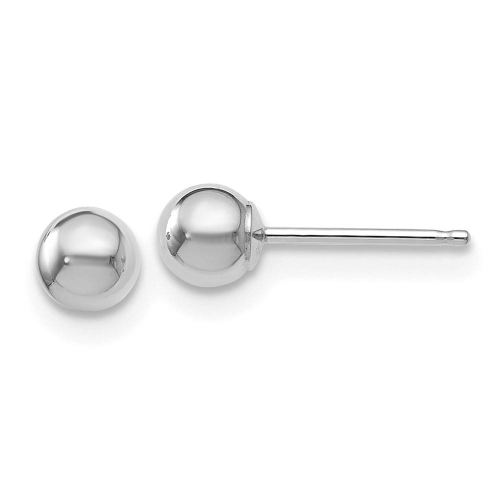 4mm (3/16 Inch) 14k White Gold Polished Ball Friction Back Studs