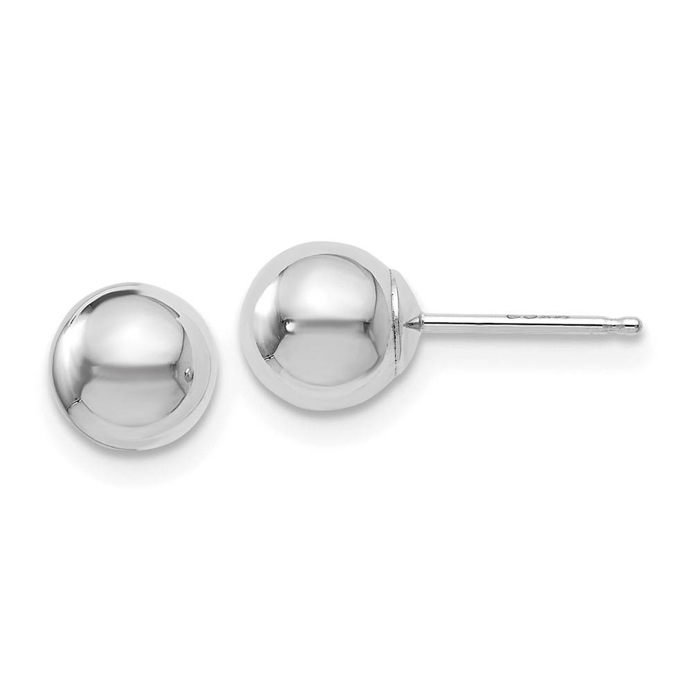 6mm (1/4 Inch) 14k White Gold Polished Ball Friction Back Studs