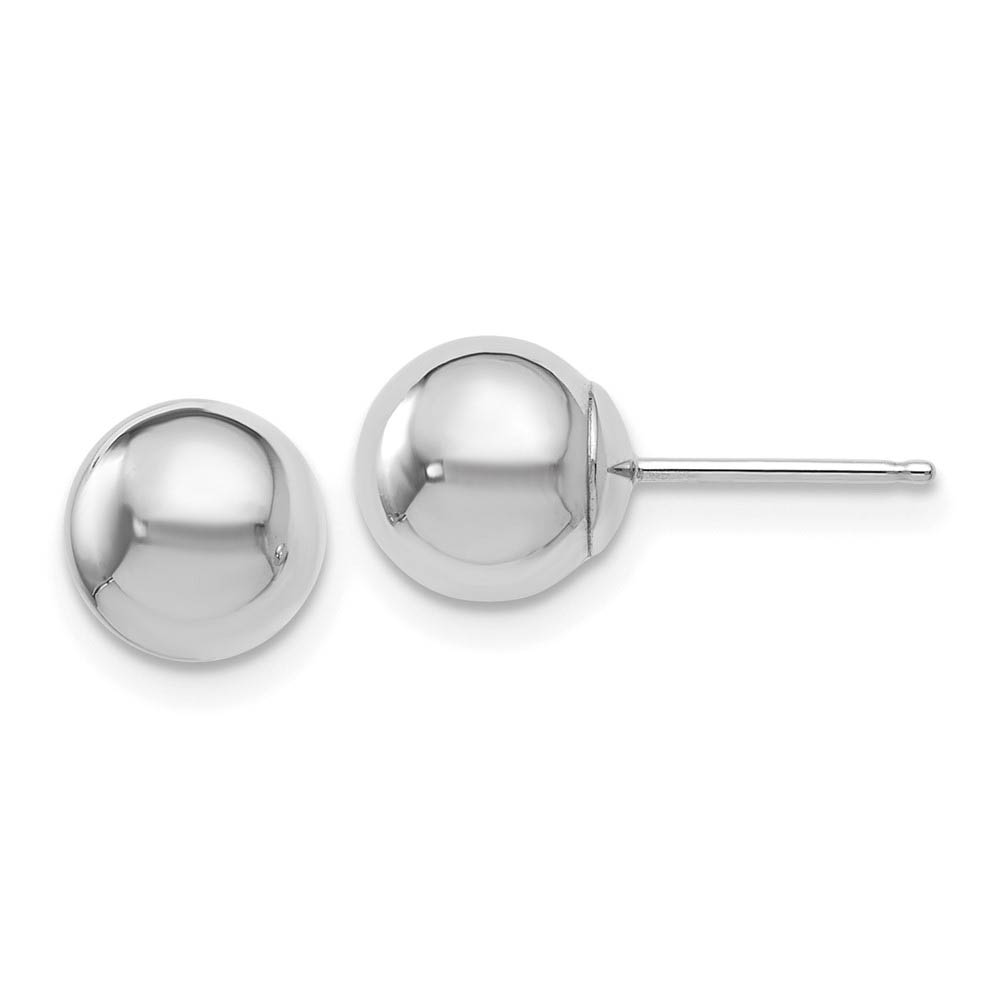 7mm (1/4 Inch) 14k White Gold Polished Ball Friction Back Studs